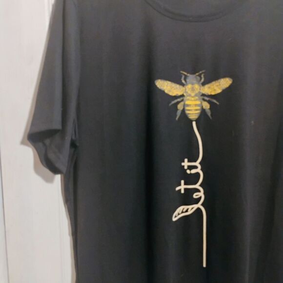 MISSLOOK Black Tee with Gold Insect Design - Picture 3 of 5